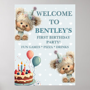 Blaue Ballon-Igel-Feier Poster