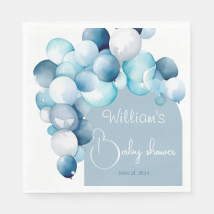 Blaue Balloons mit Baby-Dusche Serviette