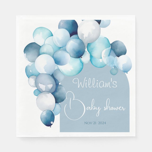 Blaue Balloons mit Baby-Dusche Serviette (Vorderseite)