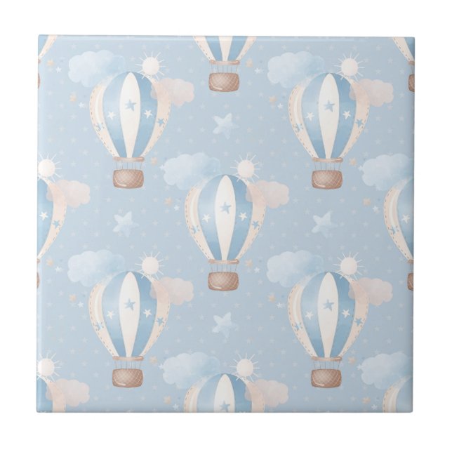 Blaue Balloons Muster Fliese (Vorderseite)