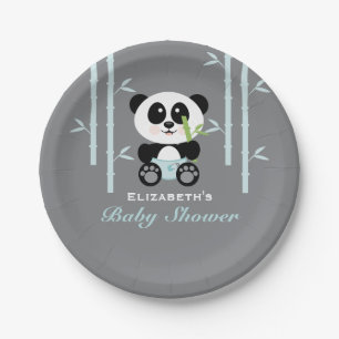 Blaue Bambuspanda-Babyparty Pappteller