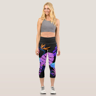 Blaue Bananenbunch Tropenwald Capri Leggings