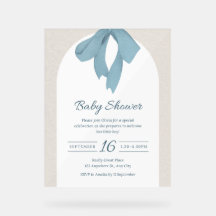 Blaue Band-Schleife Baby Shower Einladung Bogen