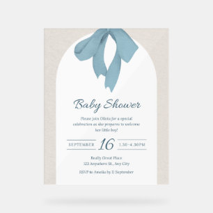 Blaue Band-Schleife Baby Shower Einladung Bogen Acrylschild