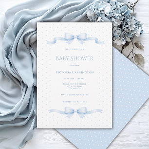 Blaue Band Shabby Chic Vintage Baby Shower Einladung