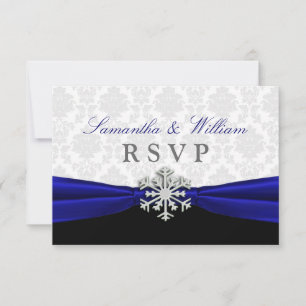 Blaue Band Winter Hochzeit RSVP Karte