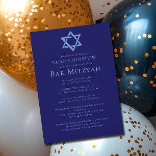 Blaue Bar-Mizwa-Kunstlerischer-Davidstern-Party Magneteinladung