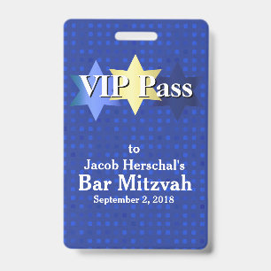 Blaue Bar-Mizwa-VIP-Party-Abzeichen mit Sternen Ausweis