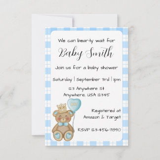 Blaue Bären-Baby-Shower-Einladung für Baby Boy