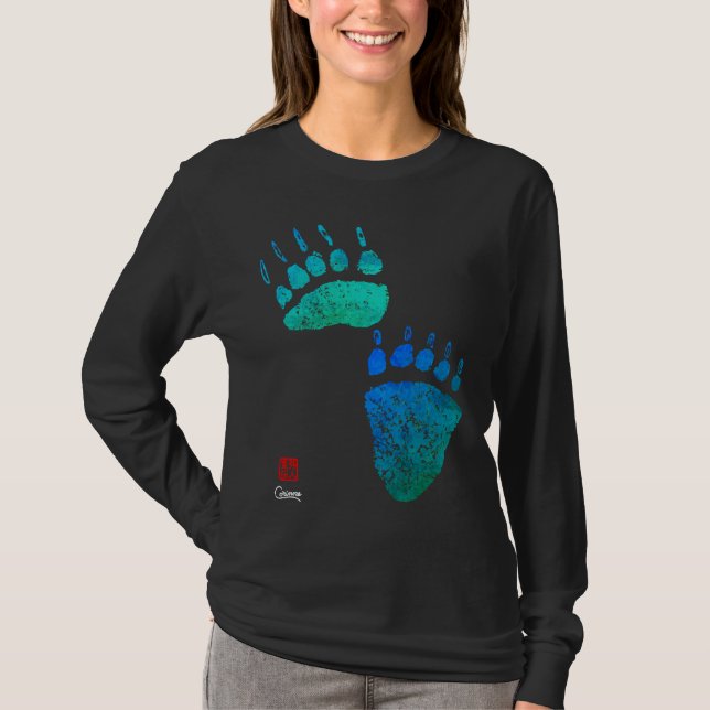 Blaue Bärenpaws - Langschläfer-T - Shirt (Vorderseite)