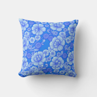 Blaue Barock-Blumen Kissen