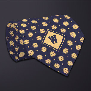 Blaue Baseball-Ikonen-Krawatte Gold Krawatte