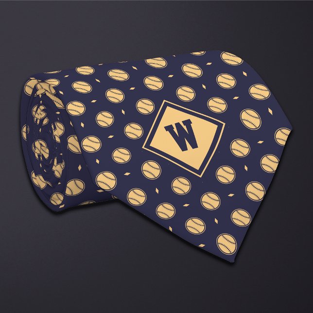 Blaue Baseball-Ikonen-Krawatte Gold Krawatte (Von Creator hochgeladen)