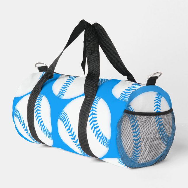 Blaue Baseball-Muster-Screwball-Grafiken Duffle Bag (Rechte Ecke)