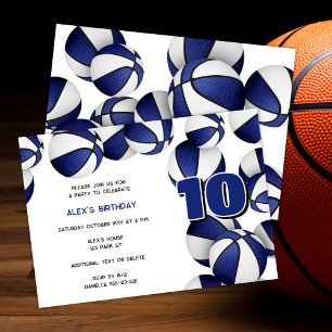 Blaue Basketball Jungs Geburtstagsparty Einladung