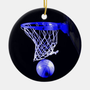 Blaue Basketball-Weihnachtsdekorationen Keramikornament