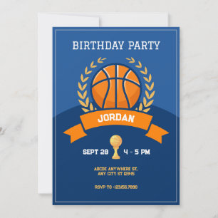 Blaue Basketballtrophie Einladung