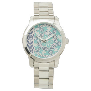 Blaue Batik-Fliese I Armbanduhr