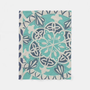 Blaue Batik-Fliese I Fleecedecke