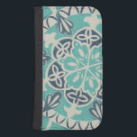 Blaue Batik-Fliese I Geldbeutel Hülle Für Das Samsung Galaxy S4<br><div class="desc">Mit Blumen</div>