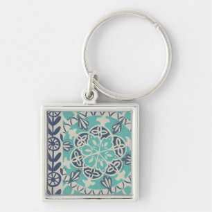 Blaue Batik-Fliese I Schlüsselanhänger