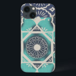 Blaue Batik-Fliese II Case-Mate iPhone Hülle<br><div class="desc">Mit Blumen</div>