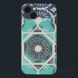 Blaue Batik-Fliese II Case-Mate iPhone Hülle<br><div class="desc">Mit Blumen</div>