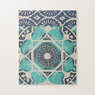 Blaue Batik-Fliese II Puzzle