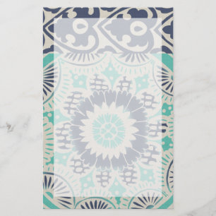 Blaue Batik-Fliese III Briefpapier