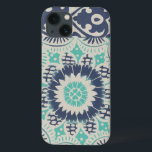 Blaue Batik-Fliese III Case-Mate iPhone Hülle<br><div class="desc">Mit Blumen</div>