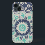 Blaue Batik-Fliese III iPhone 13 Hülle<br><div class="desc">Mit Blumen</div>