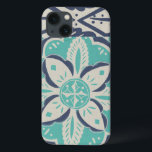 Blaue Batik-Fliese IV Case-Mate iPhone Hülle<br><div class="desc">Mit Blumen</div>