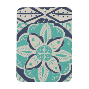 Blaue Batik-Fliese IV Magnet