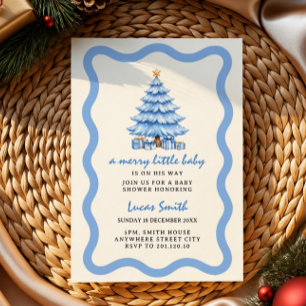 Blaue Baum fröhliche kleine Baby-Junge-Shower-Einl Einladung