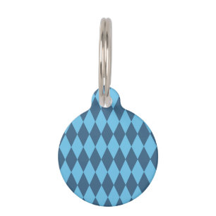 Blaue Bavaria Rhombus-Flaggenmuster Haustiermarke