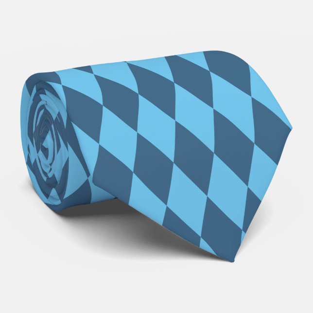 Blaue Bavaria Rhombus-Flaggenmuster Krawatte (Gerollt)