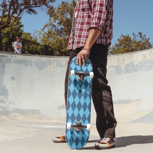 Blaue Bavaria Rhombus-Flaggenmuster Skateboard (Außenbereich 2)