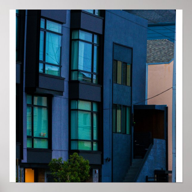Blaue Bay-Fenster Poster (Vorne)