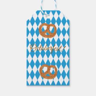 Blaue bayerische Oktoberfest-Brezeln personalisier Geschenkanhänger