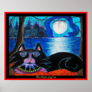 Blaue Bayou-Jazz-Katze Poster