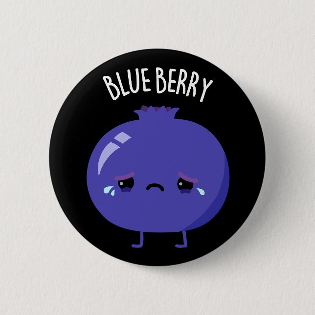 Blaue Beeren Lustiger Blaubeer-Wortwitz Dunkler Hi Button (Vorderseite)