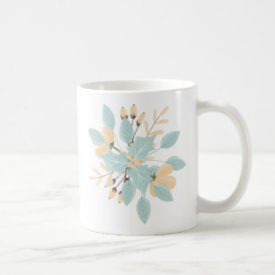 Blaue Beige-Pastell-Winter-Botanik-Illustration Kaffeetasse