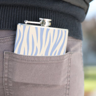 Blaue & Beige Zebrastreifen-Flasche – Stylisches T Flachmann