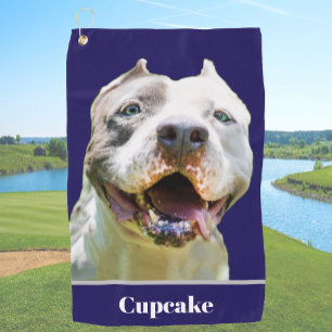 Blaue benutzerdefinierte Hund Foto Personalisiert Golfhandtuch
