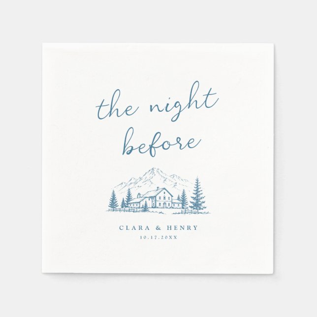 Blaue Berg-Probenabend-Servietten Serviette (Vorderseite)