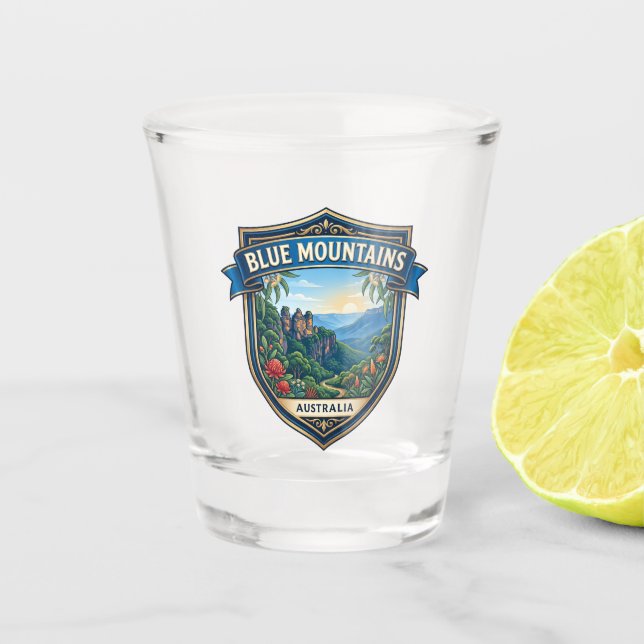 Blaue Berge Australien Schnapsglas (Vorderseite)