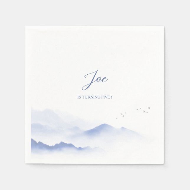Blaue Berge geschlechtsneutral Geburtstag Serviette (Vorderseite)