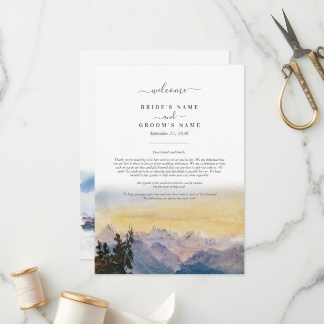 Blaue Berge Pine Hochzeitreise Programm (Vorderseite/Rückseite Beispiel)