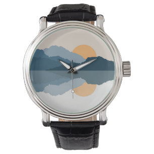 Blaue Berge reflektiert im See Armbanduhr