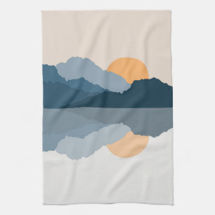 Blaue Berge reflektiert im See Geschirrtuch